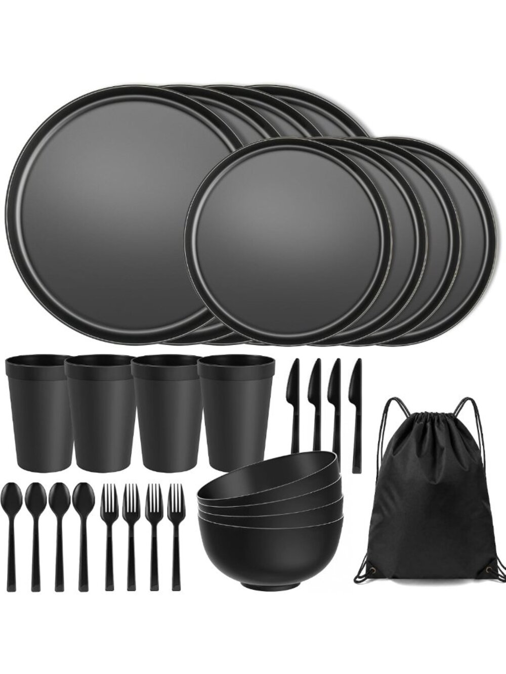 28-Piece Unbreakable Dinnerware Set for 4 - Durable Plates & Bowls, Perfect for